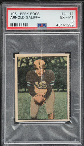 1951 Berk Ross FB Card # 4-14 Arnold Galiffa New York Giants HOF PSA 6 EXMT (MGD2)