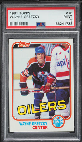 1981 Topps Hockey Card # 16 Wayne Gretzky Edmonton Oilers HOF PSA 9 MINT (MGD2)