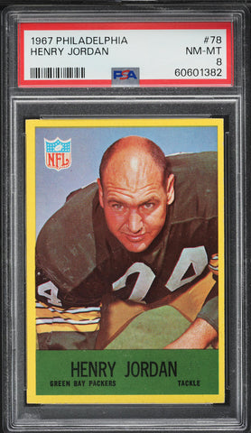 1967 Philadelphia FB Card # 78 Henry Jordan Green Bay Packers HOF PSA 8 NM-MT (MGD2)