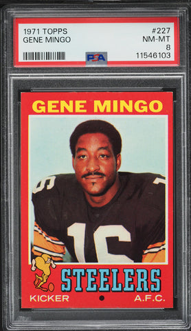 1971 Topps FB Card #227 Gene Mingo Pittsburgh Steelers PSA 8 NM-MT (MGD2)