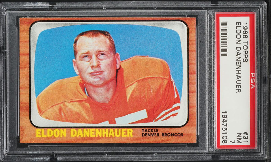 1966 Topps FB Card # 31 Eldon Danenhauer Denver Broncos PSA 7 NRMT (MGD2)