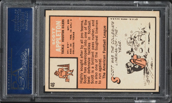 1966 Topps FB Card # 46 Scott Appleton Houston Oilers PSA 7 NRMT (MGD2)