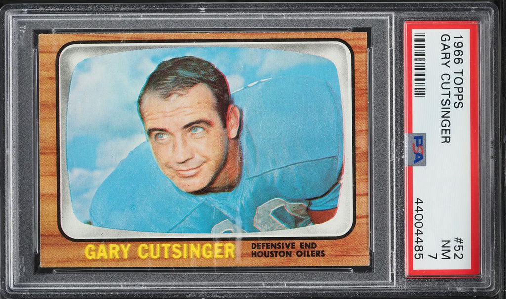 1966 Topps FB Card # 52 Gary Cutsinger Houston Oilers PSA 7 NRMT (MGD2)