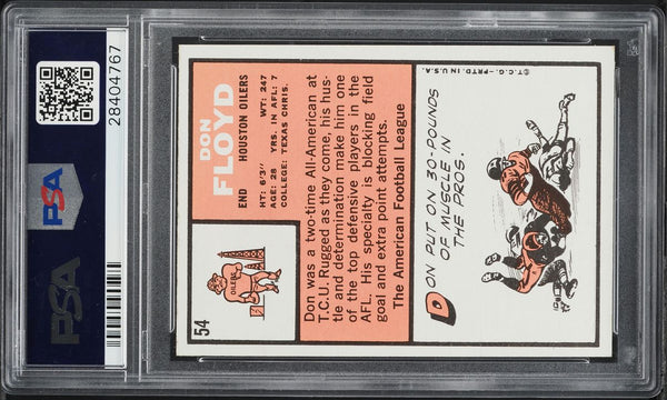 1966 Topps FB Card # 54 Don Floyd Houston Oilers PSA 7 NRMT (MGD2)