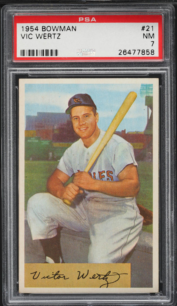 1954 Bowman BB Card # 21 Vic Wertz Baltimore Orioles PSA 7 NRMT (MGD2)