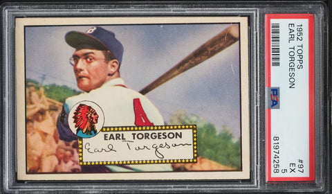 1952 Topps BB Card # 97 Earl Torgeson Boston Braves PSA 5 EX (MGD2)