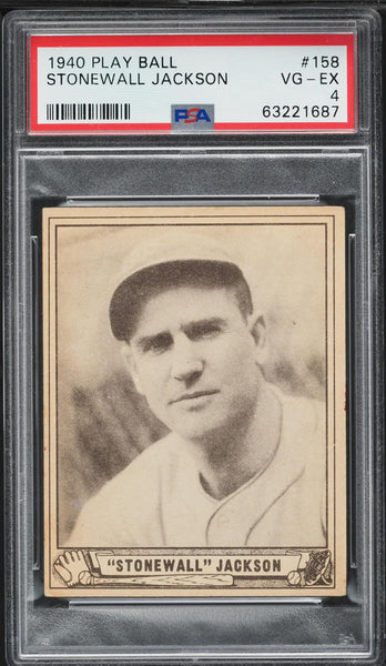 1940 Play Ball BB Card #158 Stonewall Jackson New York Giants HOF PSA 4 VGEX (MGD2)