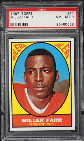 1967 Topps FB Card # 44 Miller Farr Houston Oilers ROOKIE RC PSA 8 NM-MT (MGD2)