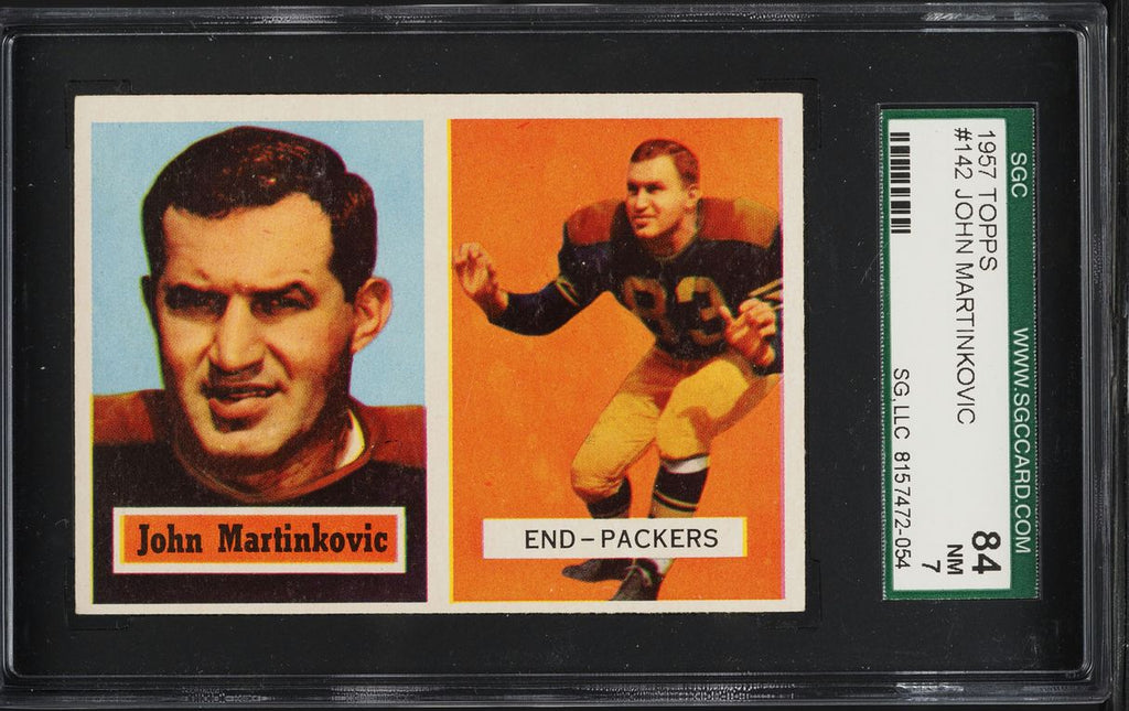 1957 Topps FB Card #142 John Martinkovic Green Bay Packers SP HOF SGC 7 NRMT (MGD2)