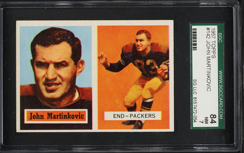 1957 Topps FB Card #142 John Martinkovic Green Bay Packers SP HOF SGC 7 NRMT (MGD2)