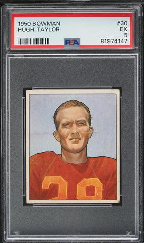 1950 Bowman FB Card # 30 Hugh Taylor Washington Redskins PSA 5 EX (MGD2)