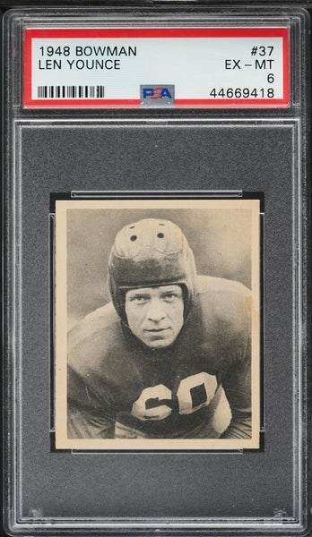 1948 Bowman FB Card # 37 Len Younce New York Giants ROOKIE RC PSA 6 EXMT (MGD2)