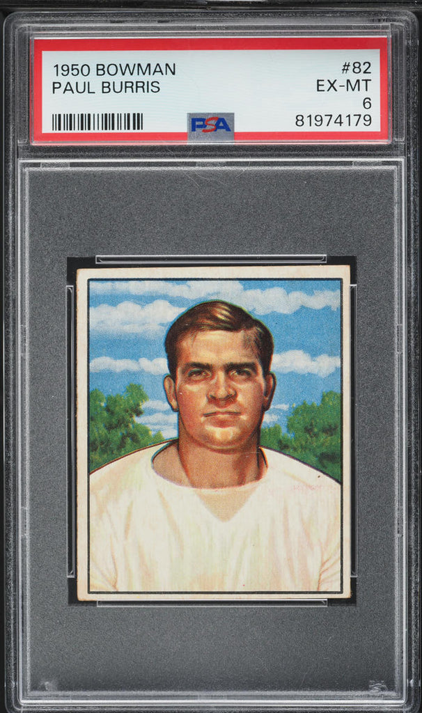 1950 Bowman FB Card # 82 Paul Burris Green Bay Packers ROOKIE RC PSA 6 EXMT (MGD2)