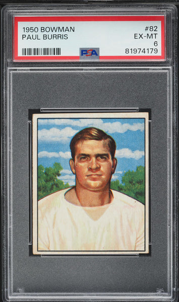 1950 Bowman FB Card # 82 Paul Burris Green Bay Packers ROOKIE RC PSA 6 EXMT (MGD2)
