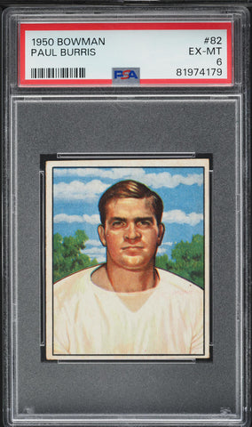1950 Bowman FB Card # 82 Paul Burris Green Bay Packers ROOKIE RC PSA 6 EXMT (MGD2)