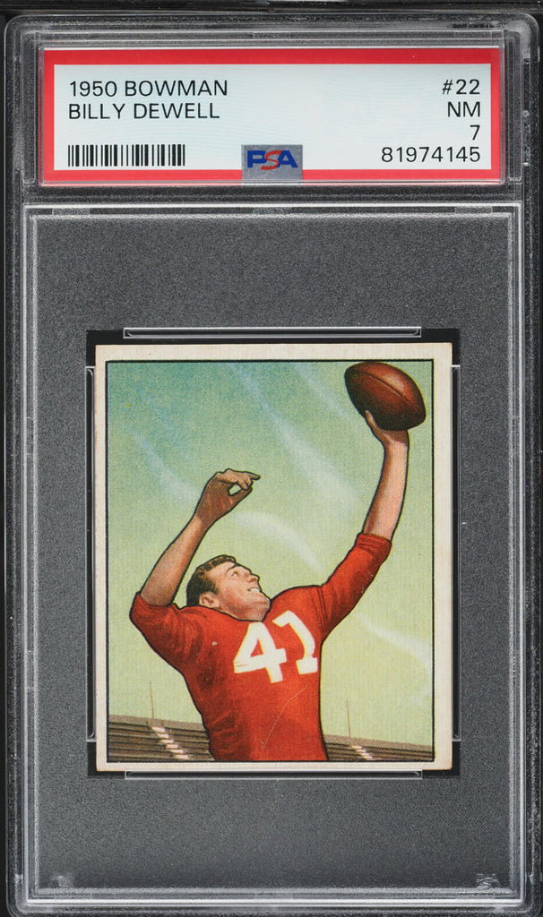 1950 Bowman FB Card # 22 Billy Dewell Chicago Cardinals PSA 7 NRMT (MGD2)
