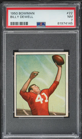 1950 Bowman FB Card # 22 Billy Dewell Chicago Cardinals PSA 7 NRMT (MGD2)