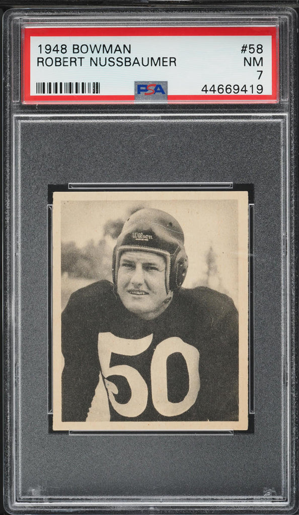 1948 Bowman FB Card # 58 Robert Nussbaumer Washington Redskins ROOKIE RC PSA 7 (MGD2)