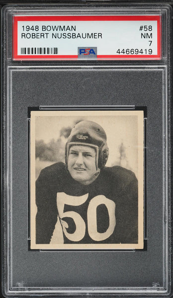 1948 Bowman FB Card # 58 Robert Nussbaumer Washington Redskins ROOKIE RC PSA 7 (MGD2)