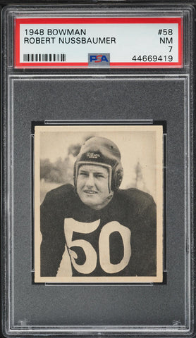 1948 Bowman FB Card # 58 Robert Nussbaumer Washington Redskins ROOKIE RC PSA 7 (MGD2)