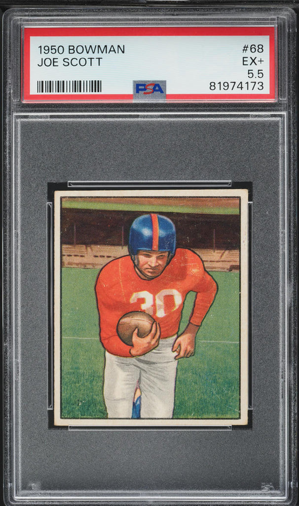 1950 Bowman FB Card # 68 Joe Scott New York Giants PSA 5.5 EX+ (MGD2)