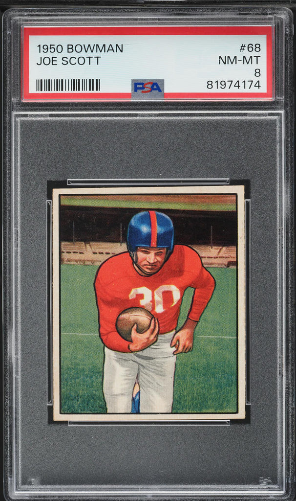 1950 Bowman FB Card # 68 Joe Scott New York Giants PSA 8 NM-MT (MGD2)