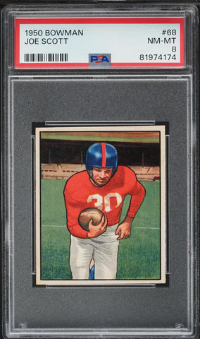 1950 Bowman FB Card # 68 Joe Scott New York Giants PSA 8 NM-MT (MGD2)