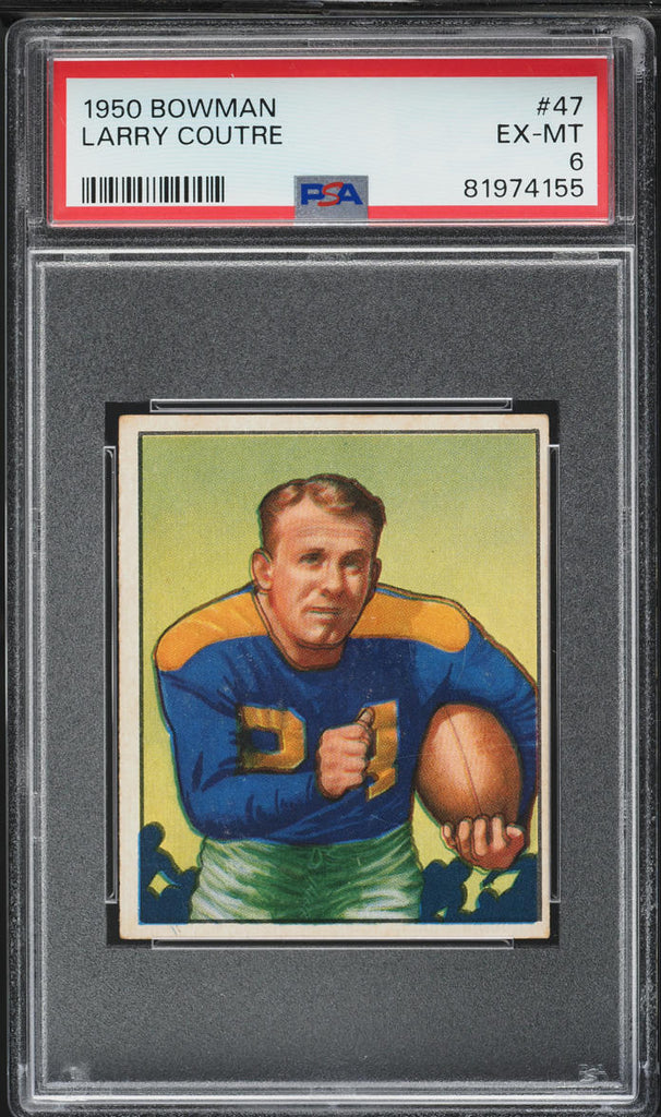 1950 Bowman FB Card # 47 Larry Coutre Green Bay Packers ROOKIE RC PSA 6 EXMT (MGD2)