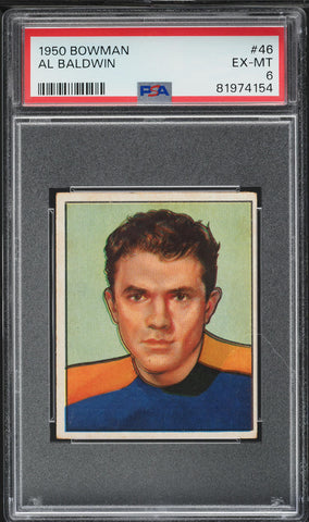 1950 Bowman FB Card # 46 Al Baldwin Green Bay Packers ROOKIE RC PSA 6 EXMT (MGD2)