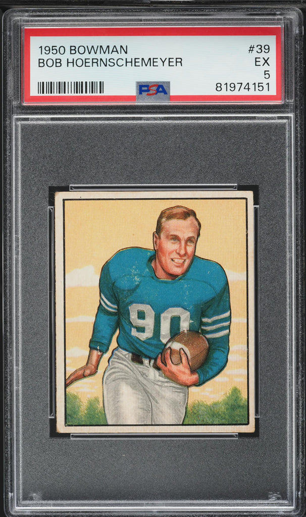 1950 Bowman FB Card # 39 Bob Hoernschemeyer Detroit Lions ROOKIE RC PSA 5 EX (MGD2)