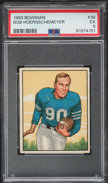1950 Bowman FB Card # 39 Bob Hoernschemeyer Detroit Lions ROOKIE RC PSA 5 EX (MGD2)