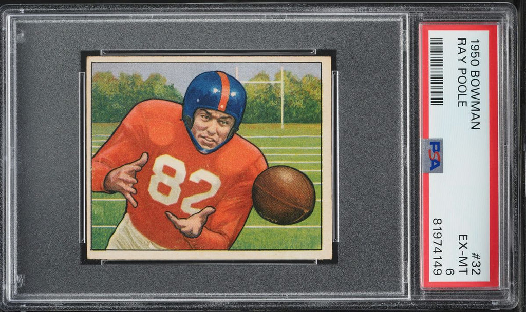 1950 Bowman FB Card # 32 Ray Poole New York Giants PSA 6 EXMT (MGD2)