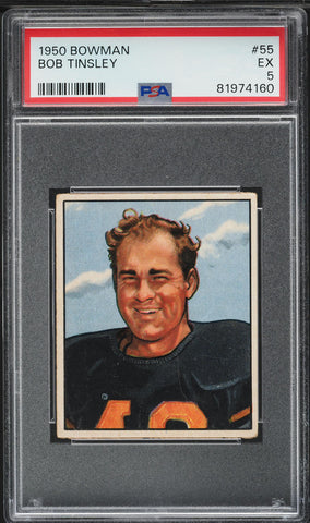 1950 Bowman FB Card # 55 Bob Tinsley Pittsburgh Steelers HOF ROOKIE RC PSA 5 EX (MGD2)