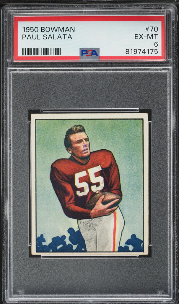 1950 Bowman FB Card # 70 Paul Salata San Francisco 49ers ROOKIE RC PSA 6 EXMT (MGD2)