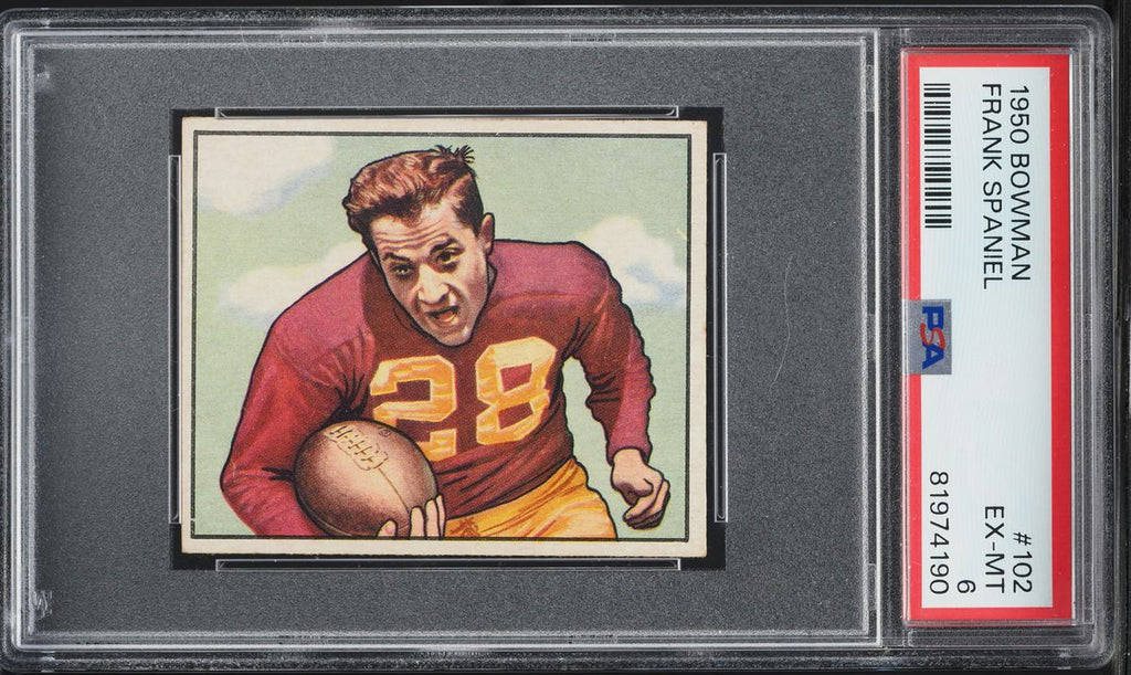 1950 Bowman FB Card #102 Frank Spaniel Washington Redskins ROOKIE RC PSA 6 EXMT (MGD2)
