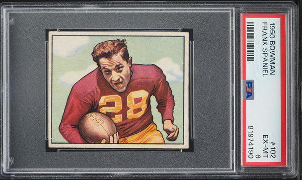 1950 Bowman FB Card #102 Frank Spaniel Washington Redskins ROOKIE RC PSA 6 EXMT (MGD2)