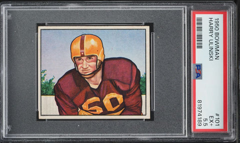 1950 Bowman FB Card #101 Harry Ulinski Washington Redskins ROOKIE RC PSA 5.5 EX+ (MGD2)