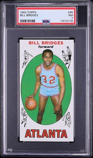 1969 Topps BkB Card # 86 Bill Bridges Atlanta Hawks ROOKIE RC PSA 7 NRMT (MGD2)