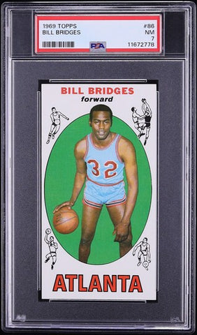 1969 Topps BkB Card # 86 Bill Bridges Atlanta Hawks ROOKIE RC PSA 7 NRMT (MGD2)