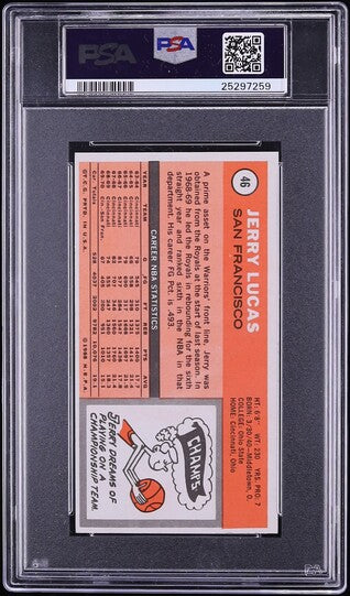 1970 Topps BkB Card # 46 Jerry Lucas San Francisco Warriors HOF PSA 8 NM-MT (MGD2)