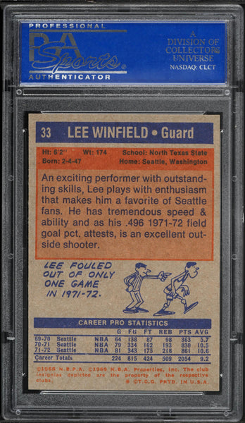 1972 Topps BkB Card # 33 Lee Winfield Seattle Supersonics PSA 9 MINT (MGD2)
