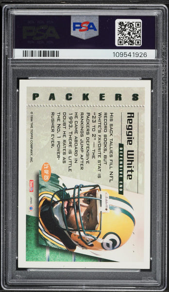 1994 Topps FB Card # 14 Reggie White Green Bay Packers HOF ALL-PRO PSA 8 NM-MT (MGD2)