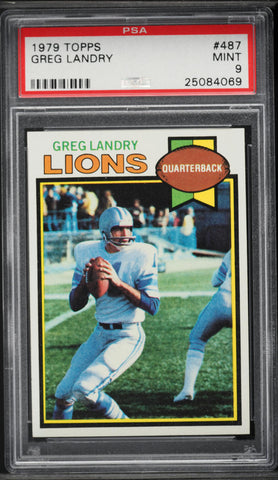 1979 Topps FB Card #487 Greg Landry Detroit Lions PSA 9 MINT (MGD2)