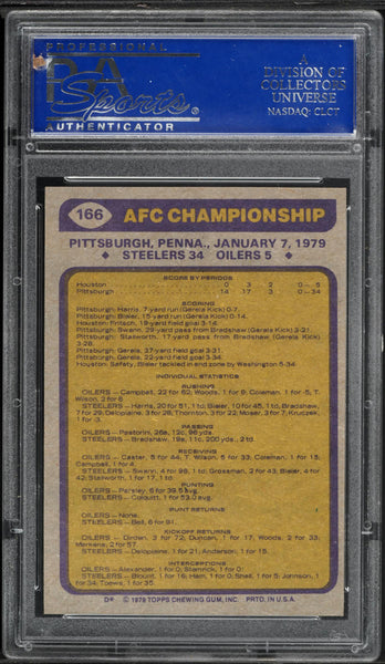 1979 Topps FB Card #166 Steelers Vs Oilers 1978 AFC Championship PSA 9 MINT (MGD2)