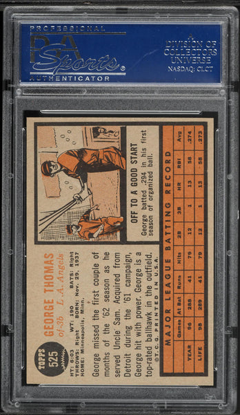 1962 Topps BB Card #525 George Thomas Los Angeles Angels PSA 8 NM-MT (MGD2)