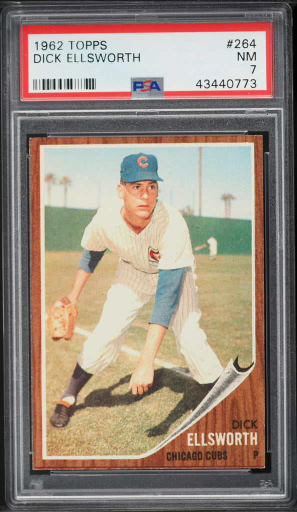1962 Topps BB Card #264 Dick Ellsworth Chicago Cubs PSA 7 NRMT (MGD2)