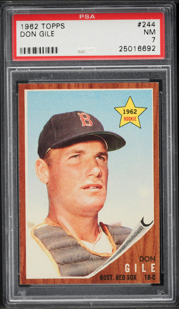 1962 Topps BB Card #244 Don Gile Boston Red Sox ROOKIE RC PSA 7 NRMT (MGD2)