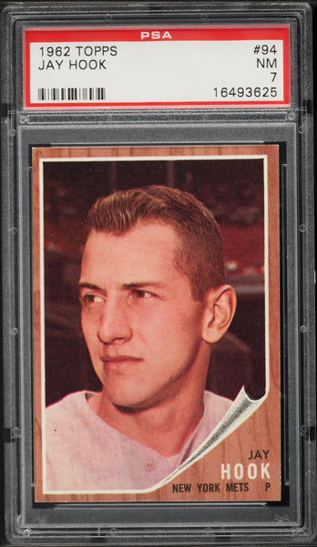 1962 Topps BB Card # 94 Jay Hook New York Mets PSA 7 NRMT (MGD2)