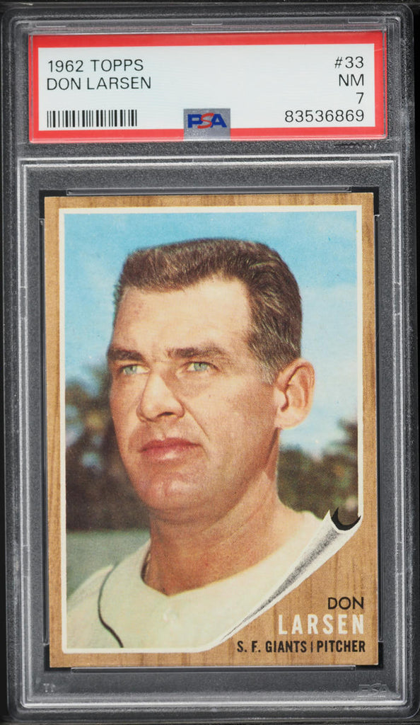 1962 Topps BB Card # 33 Don Larsen San Francisco Giants PSA 7 NRMT (MGD2)