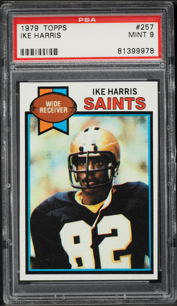 1979 Topps FB Card #257 Ike Harris New Orleans Saints PSA 9 MINT (MGD2)